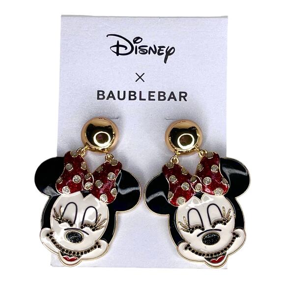 NEW Disney x BaubleBar MINNIE MOUSE EARRINGS 2-3/8" Dangle Drop Black Rhinestone - Picture 8 of 8